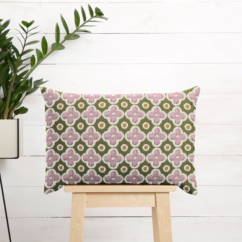 Tecido para decoração Lona Look bordado – verde-pinheiro/rosa-velho claro,  image number 6