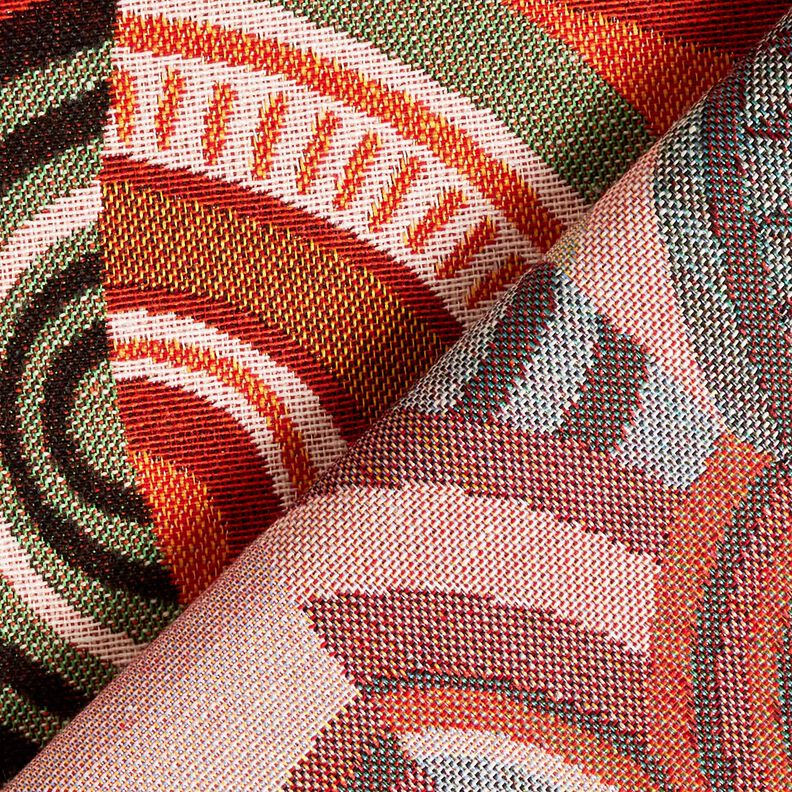 Tecido para decoração Gobelina Semicírculos abstratos – terracota/verde,  image number 4