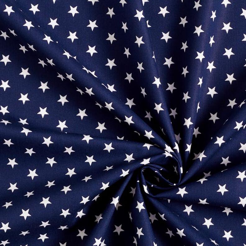 Popelina de algodão estrela médias – azul-marinho/branco,  image number 5