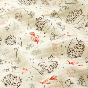 Musselina/ Tecido plissado duplo Ouri&ccedil;os e plantas florestais &ndash; branco sujo, 