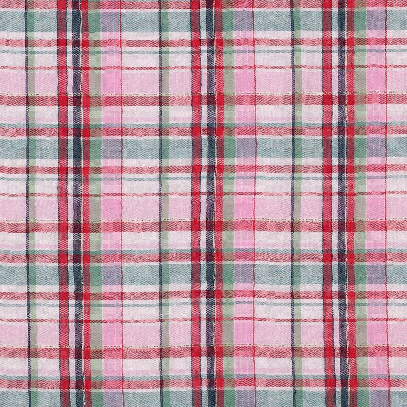 Musselina/ Tecido plissado duplo Lurex Xadrez | Poppy Fabrics – rosé/ouro metálico,  image number 1