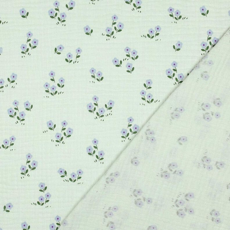 Musselina/ Tecido plissado duplo Florzinhas | Poppy Fabrics – menta clara,  image number 4