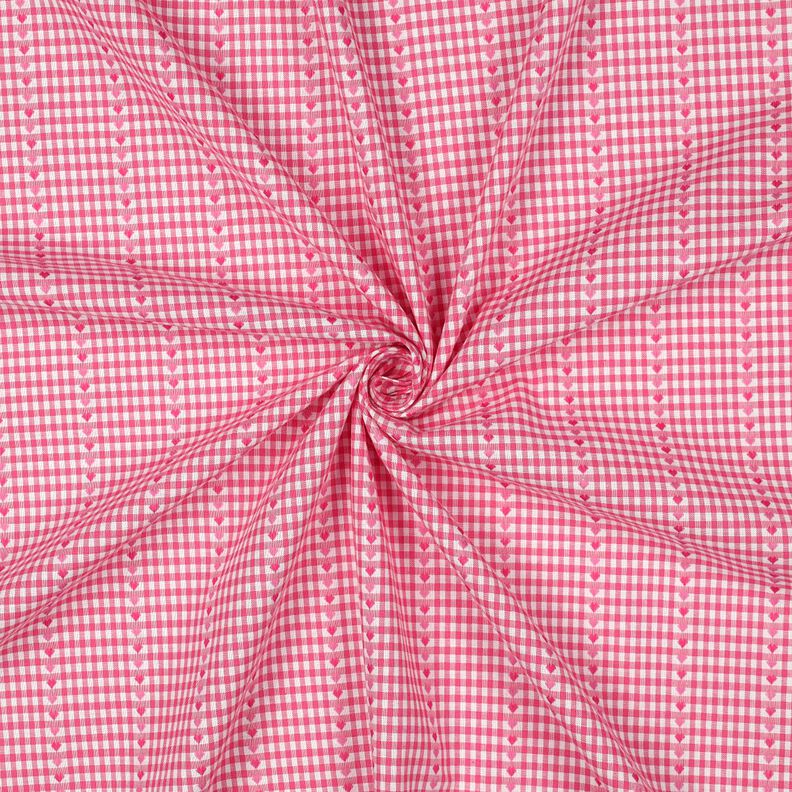 Tecido de algod&atilde;o Jacquard losangos e cora&ccedil;&otilde;es &ndash; pink/branco,  image number 3
