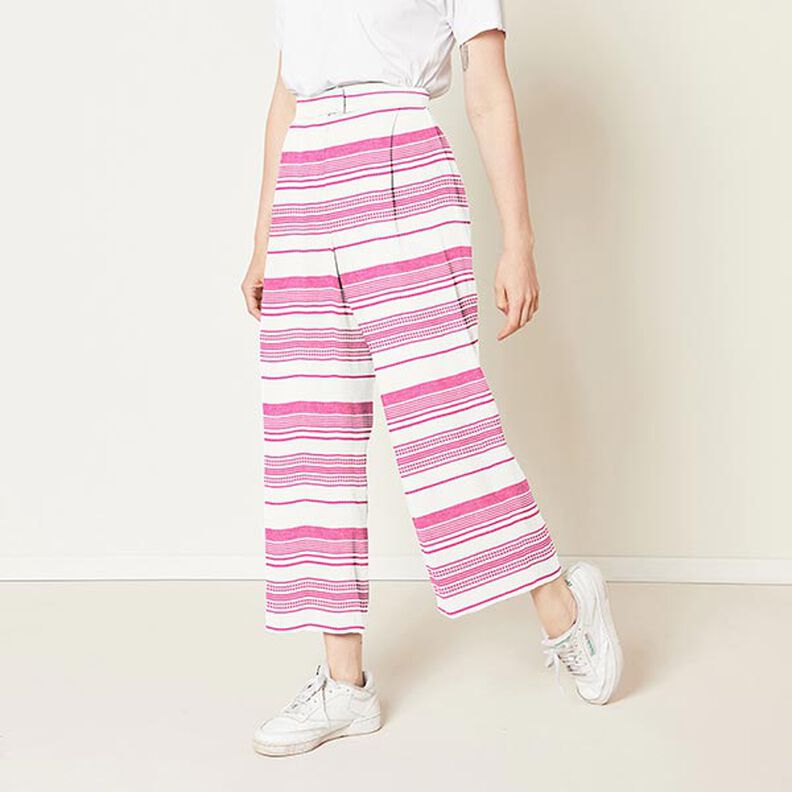 Tecido de algodão Riscas bordadas – branco sujo/pink,  image number 5