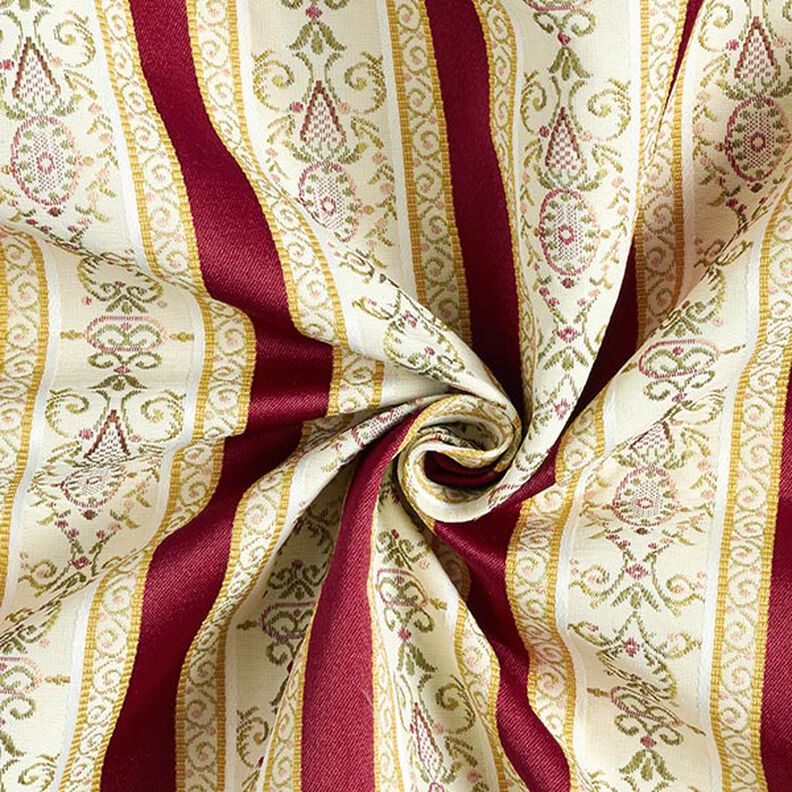 Tecido para mobiliário Jacquard Biedermeier Riscas – creme/vermelho,  image number 4