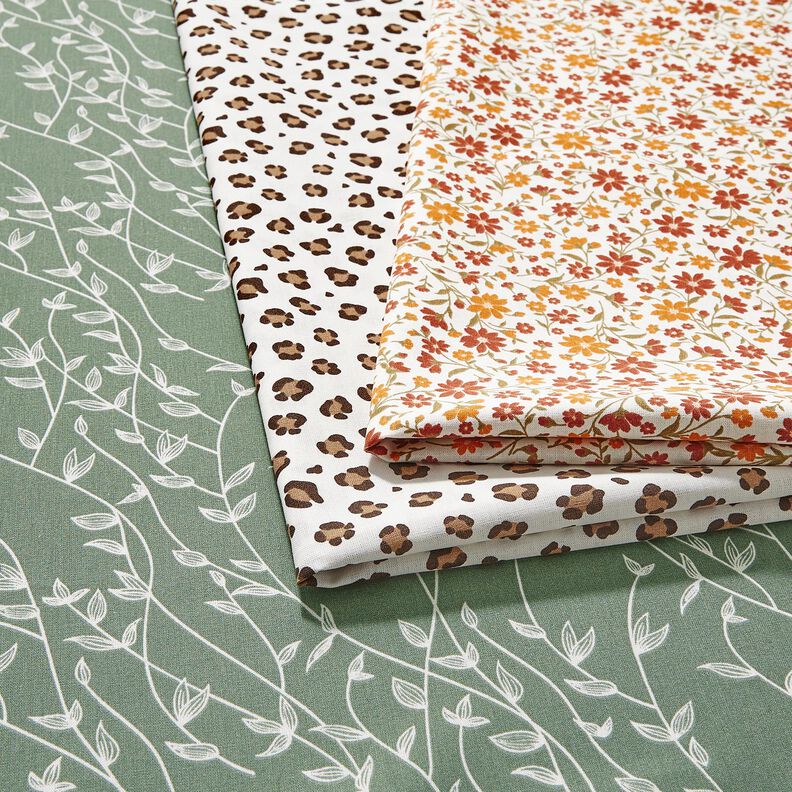 Popelina de algodão Gavinha folhas – verde amarelado,  image number 5