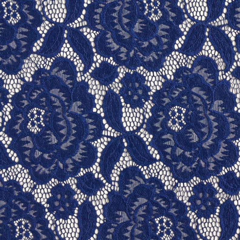 Renda elástica Flores e folhas – azul-marinho,  image number 1