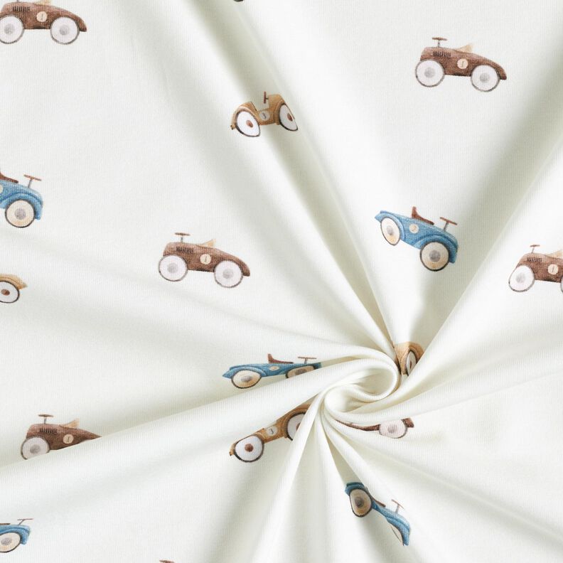GOTS Jersey de algodão Carros de brinquedo Retro Impressão Digital – marfim,  image number 3