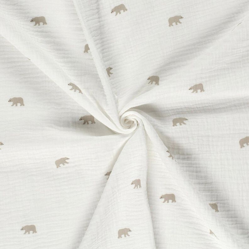 Musselina/ Tecido plissado duplo Urso polar – branco,  image number 3