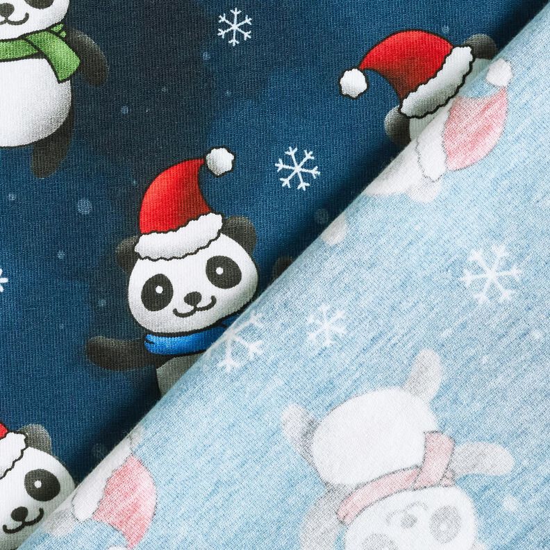 Jersey de algodão Panda em espírito natalino | Glitzerpüppi – azul-noite/cor de malagueta,  image number 4