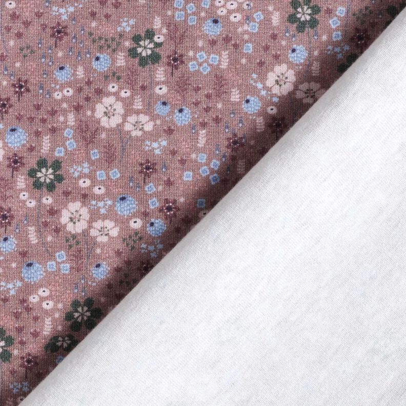 Jersey de algodão Prado de flores na floresta Impressão Digital – rosa-velho escuro,  image number 4