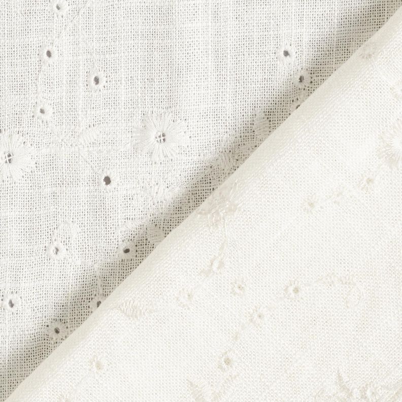 Mix de linho e viscose Bordado inglês Gavinhas florais – marfim,  image number 4