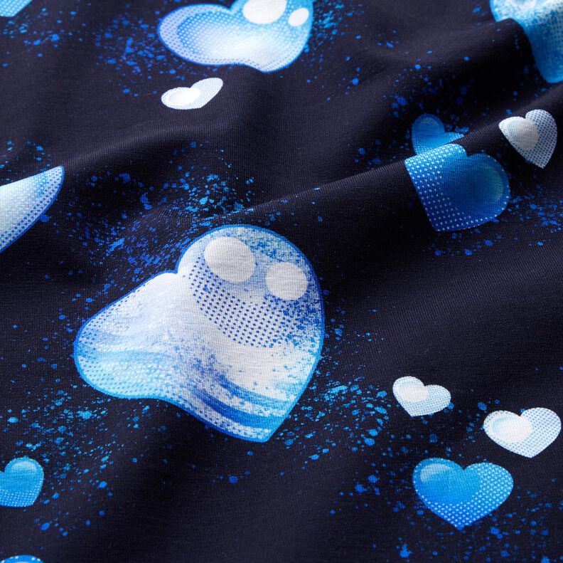 Jersey de algodão Corações azuis | Glitzerpüppi – azul-marinho,  image number 1