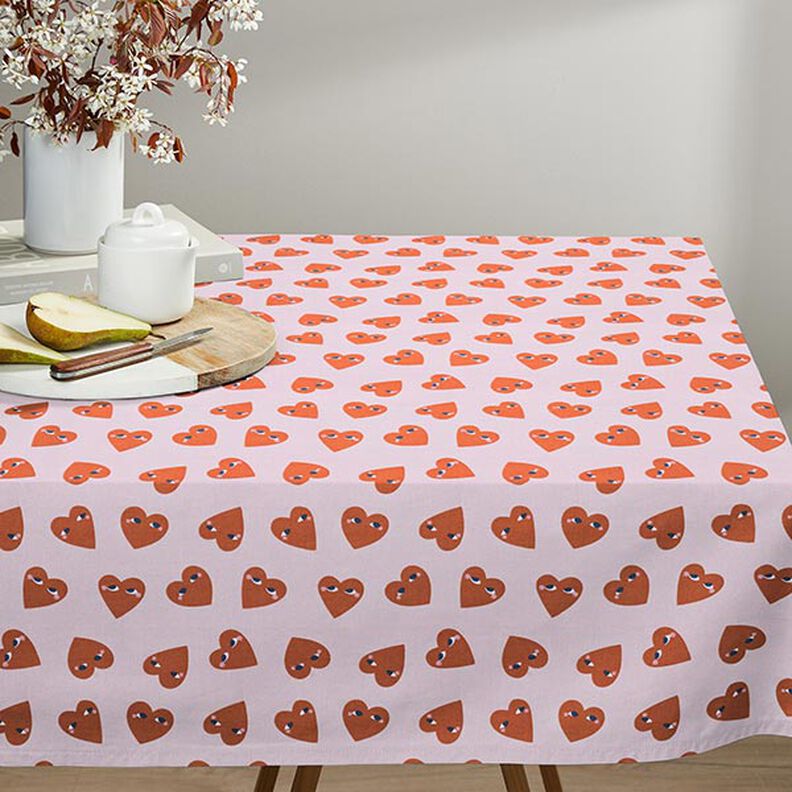 Tecido de algod&atilde;o Cretone Cora&ccedil;&otilde;es grandes &ndash; ros&eacute;/vermelho,  image number 8