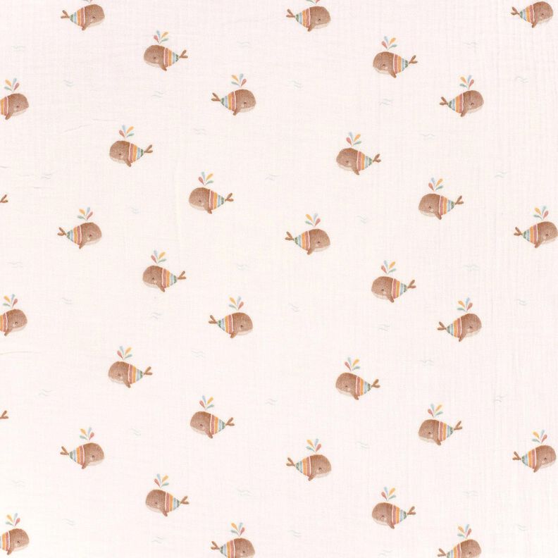 Musselina/ Tecido plissado duplo Baleia às riscas Impressão Digital – marfim,  image number 1