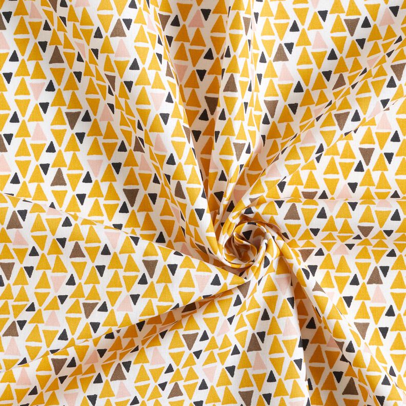 Tecido de algodão Cretone Mini triângulos – rosa-claro/amarelo-caril,  image number 3