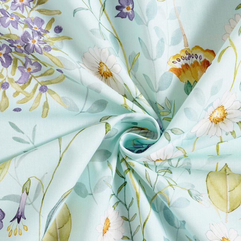 Tecido de algodão Popelina Flores silvestres – menta clara/lavanda,  image number 3