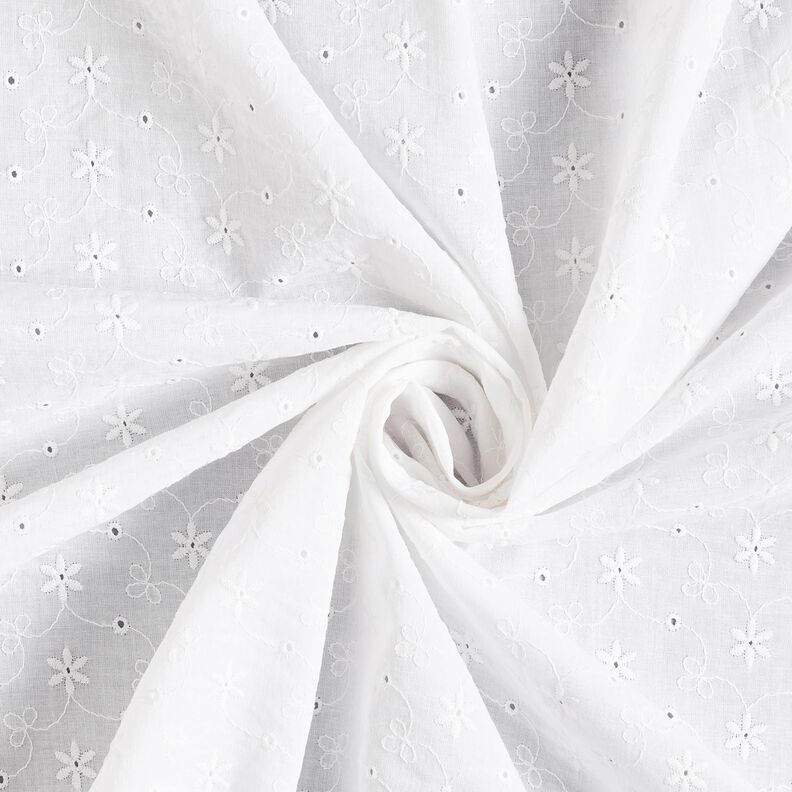 Cambraia de algodão Bordado inglês Gavinhas florais – branco,  image number 5