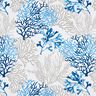 Tecido de algodão Cretone Grandes corais – branco/azul,  thumbnail number 1