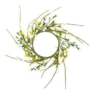 Coroa de flores Decoração com Bagas [Ø11 cm/ 39 cm] – branco/verde, 