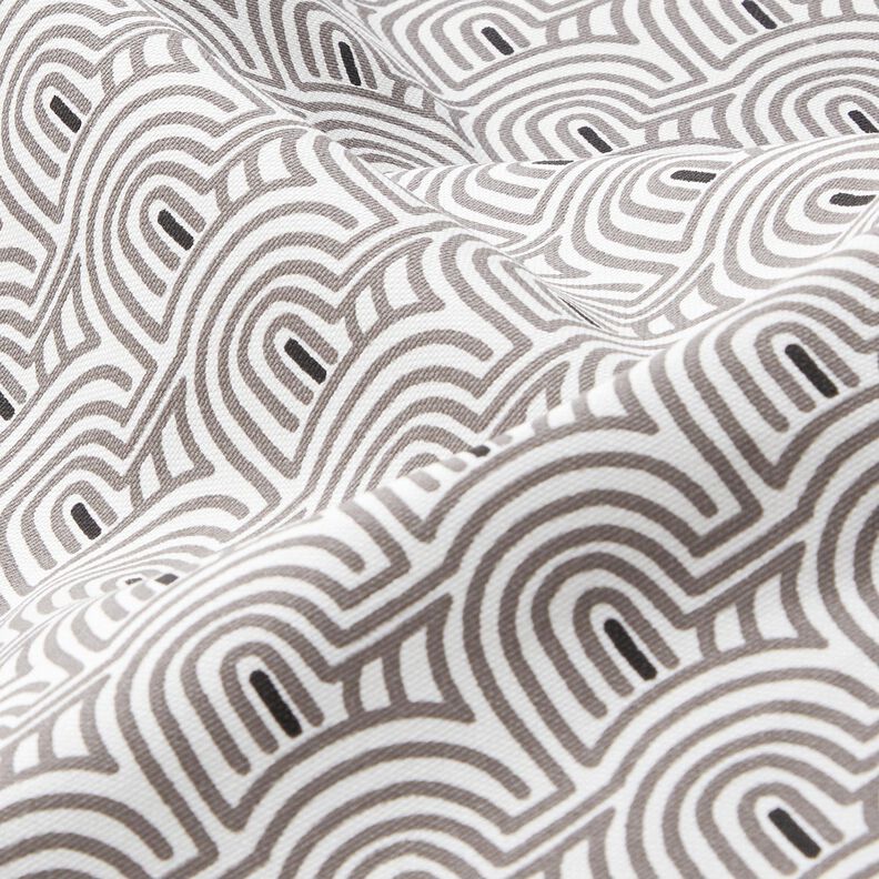 Tecido para decora&ccedil;&atilde;o Meio linho Panam&aacute; Arcos minimalistas &ndash; branco/cinzento,  image number 2