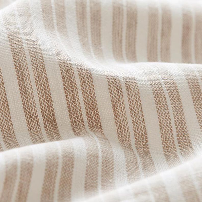 Mistura de linho e algodão Riscas largas – bege/branco sujo,  image number 2