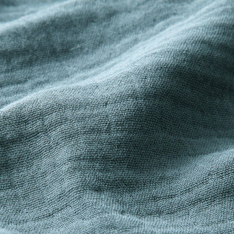 GOTS Musselina de algodão de três camadas – azul petróleo,  image number 3