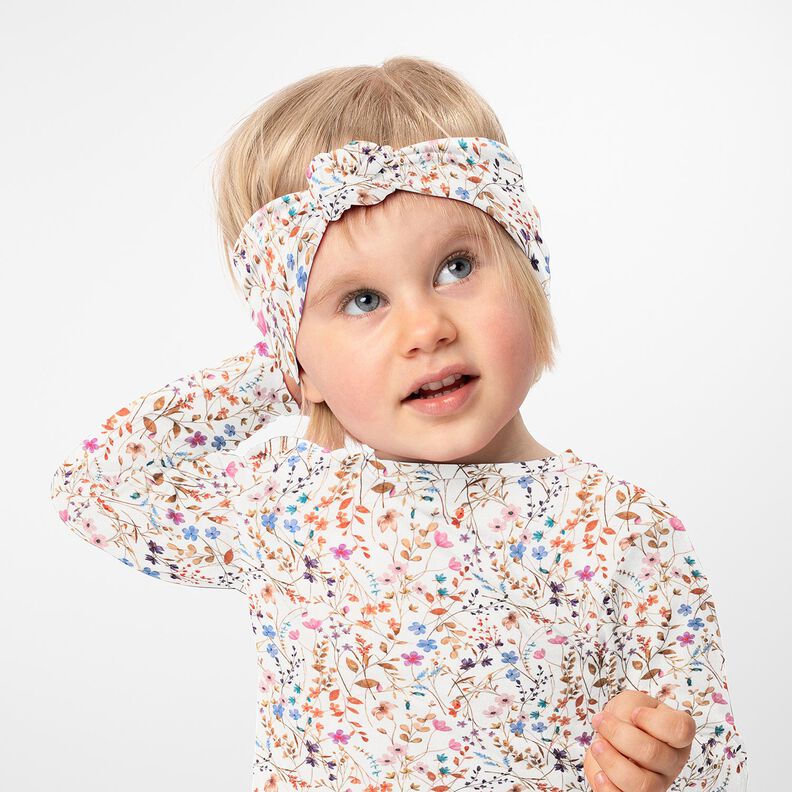 GOTS French Terry Sweat de verão Mar de flores secas Impressão Digital – marfim,  image number 5