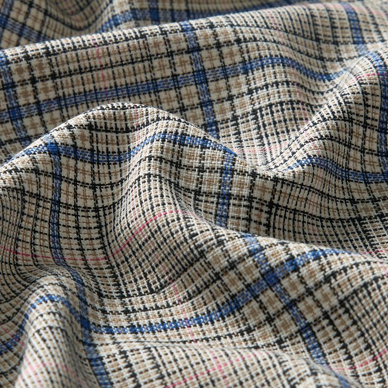 Mistura de algodão Padrão xadrez fino – caju/azul real,  image number 2
