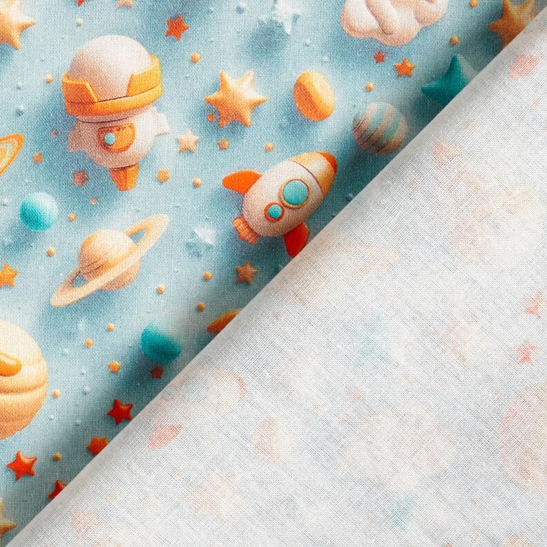 Popelina de algodão Espaço Impressão Digital – azul claro,  image number 4