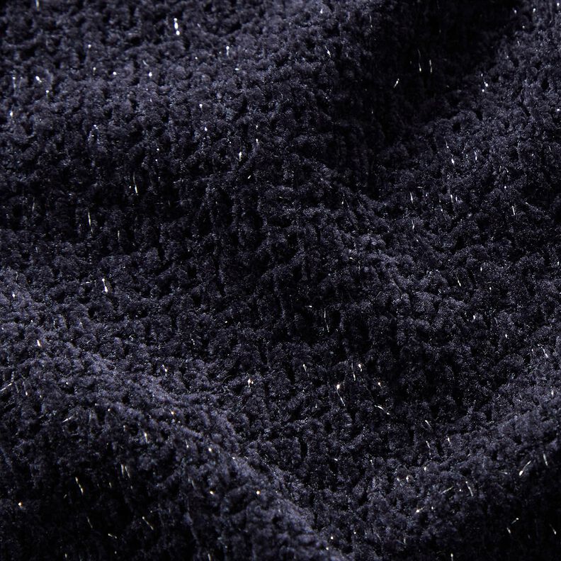 Chenille Malha Jacquard Brilho – preto azulado/prata metálica,  image number 2