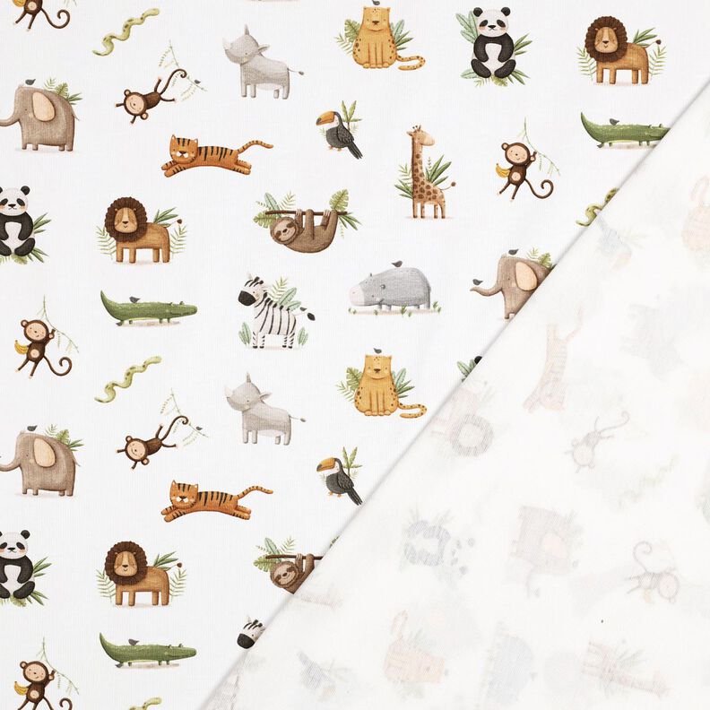 GOTS Jersey de algodão Animais fofos da estepe Impressão Digital | Poppy Fabrics – branco/oliva,  image number 3