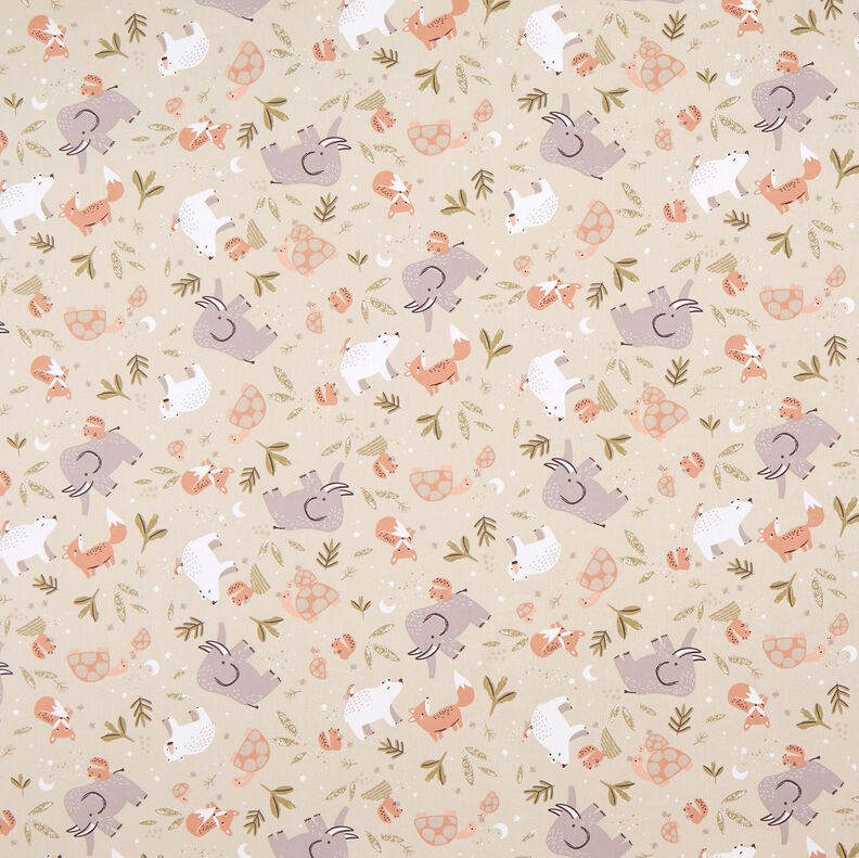 Popelina de algodão Animais de todo o mundo – natural,  image number 1