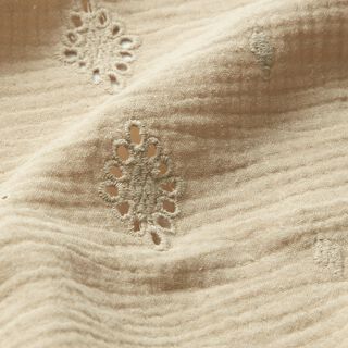 Musselina/ Tecido plissado duplo Bordado inglês Losango – anémona, 