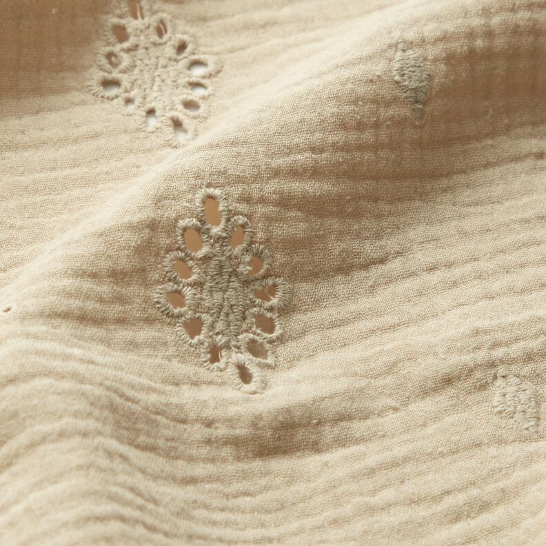 Musselina/ Tecido plissado duplo Bordado inglês Losango – anémona,  image number 2