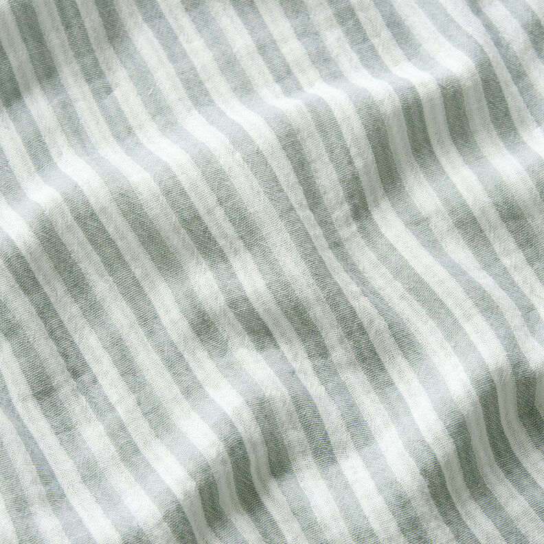 Musselina/ Tecido plissado duplo Dupla face Riscas – verde amarelado/branco,  image number 2