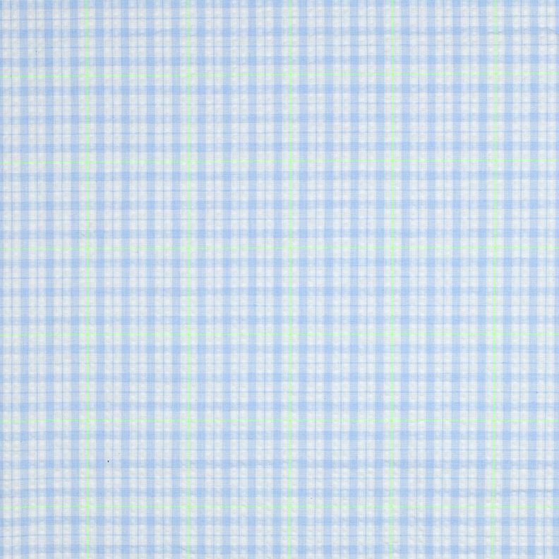 Anarruga Mistura de algodão Xadrez – azul claro/verde néon,  image number 1