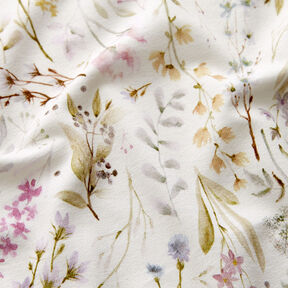 Jersey de viscose Flores e folhas delicadas – marfim, 