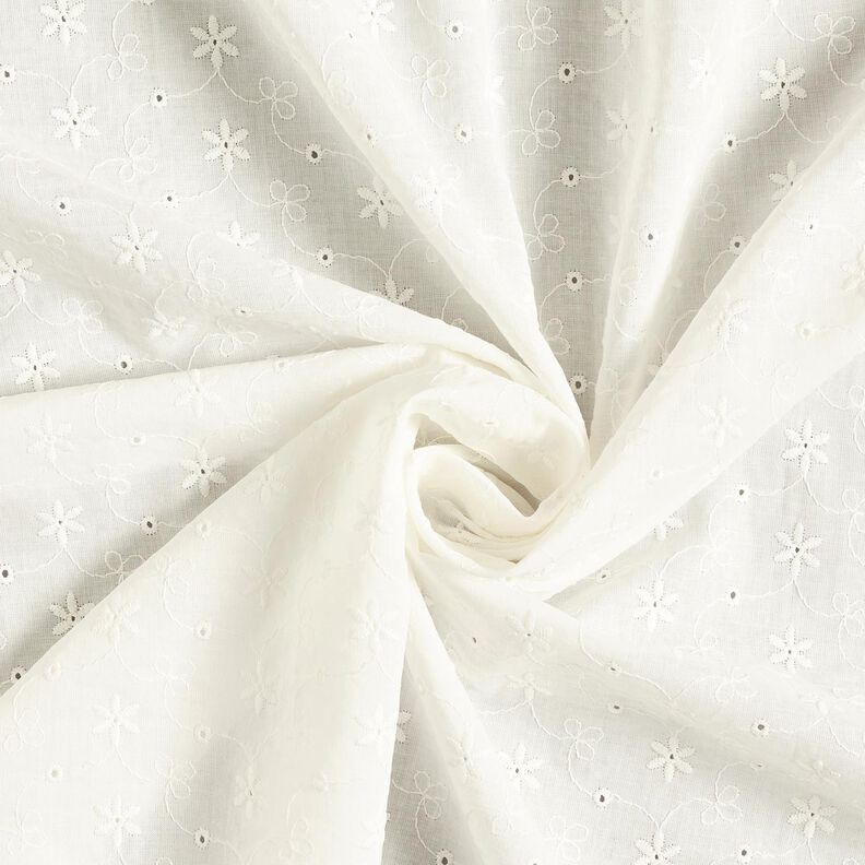 Cambraia de algodão Bordado inglês Gavinhas florais – branco sujo,  image number 5