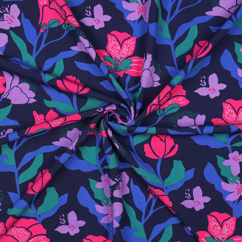 Tecido de viscose LENZING™ ECOVERO™ Amira Floral | Nerida Hansen – azul-noite/rosa intenso,  image number 3
