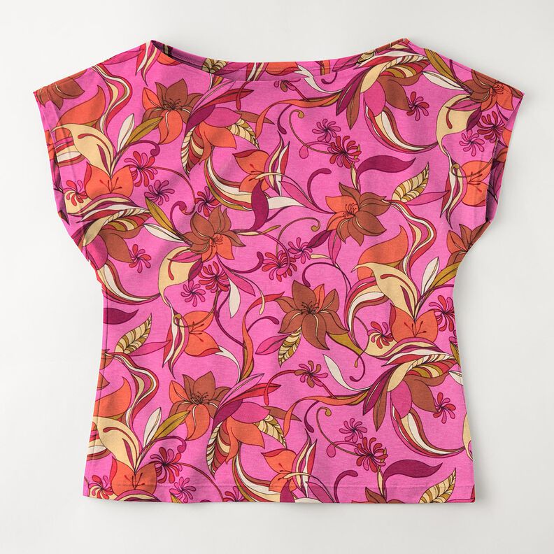 Jersey de viscose Flores delicadas – púrpura/vermelho-fogo,  image number 5