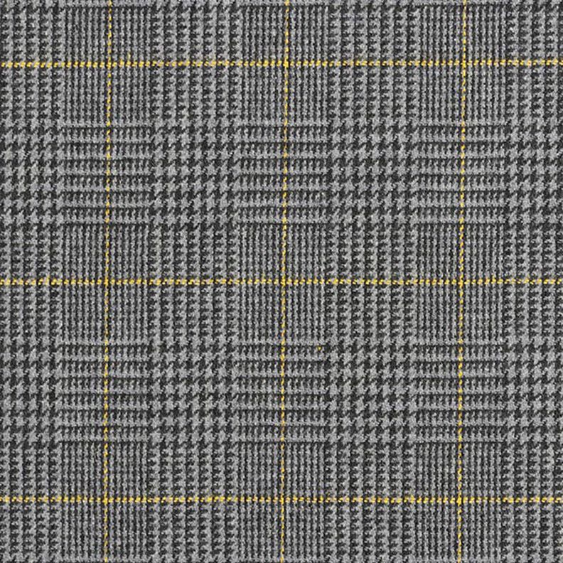 Tecido de lã Príncipe de Gales – cinzento escuro/amarelo,  image number 1