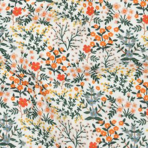 Musselina/ Tecido plissado duplo Prado de flores Impressão Digital | Poppy Fabrics – branco, 