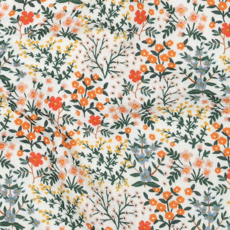 Musselina/ Tecido plissado duplo Prado de flores Impressão Digital | Poppy Fabrics – branco,  image number 2