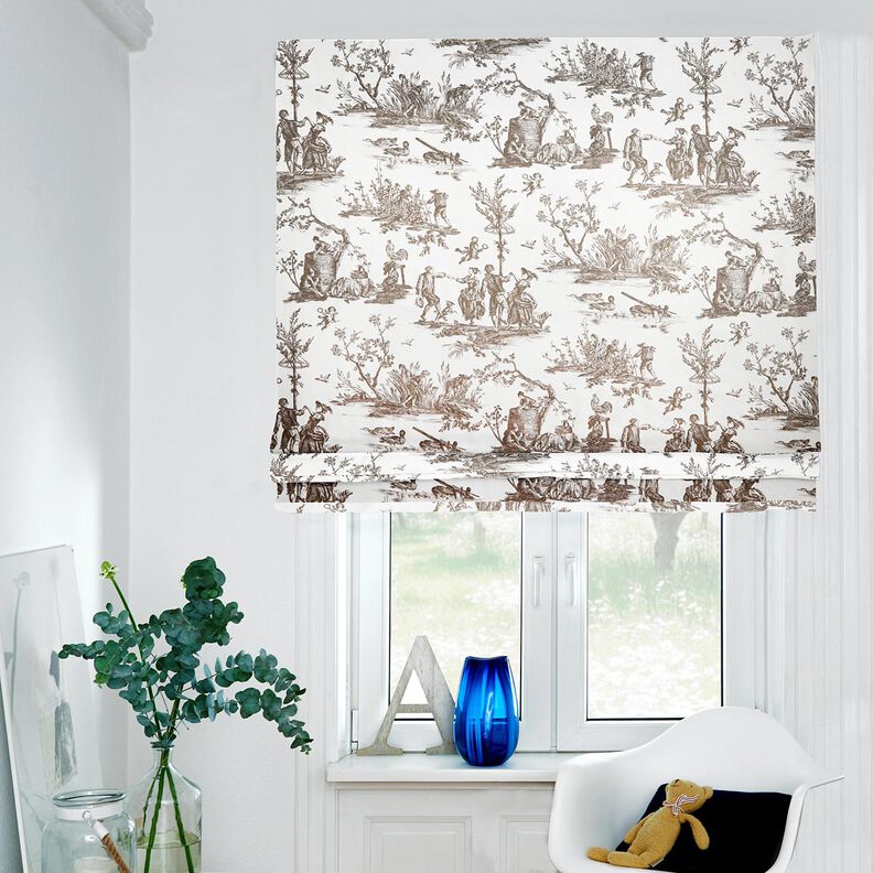 Tecido para decoração Meio linho Panamá Dançarinos felizes 280 cm – taupe/branco,  image number 6