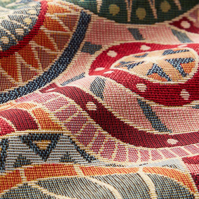 Tecido para decoração Gobelina Círculos coloridos – carmin/bege claro,  image number 2