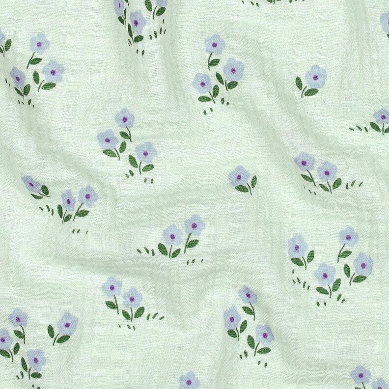 Musselina/ Tecido plissado duplo Florzinhas | Poppy Fabrics – menta clara,  image number 2