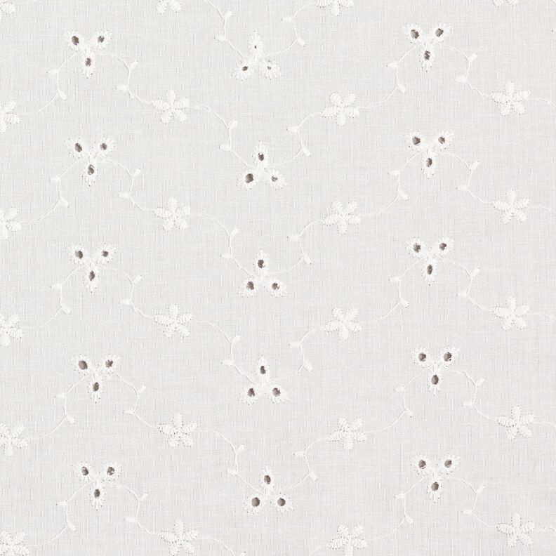 Tecido de algodão Bordado inglês Flores com gavinha – branco,  image number 1