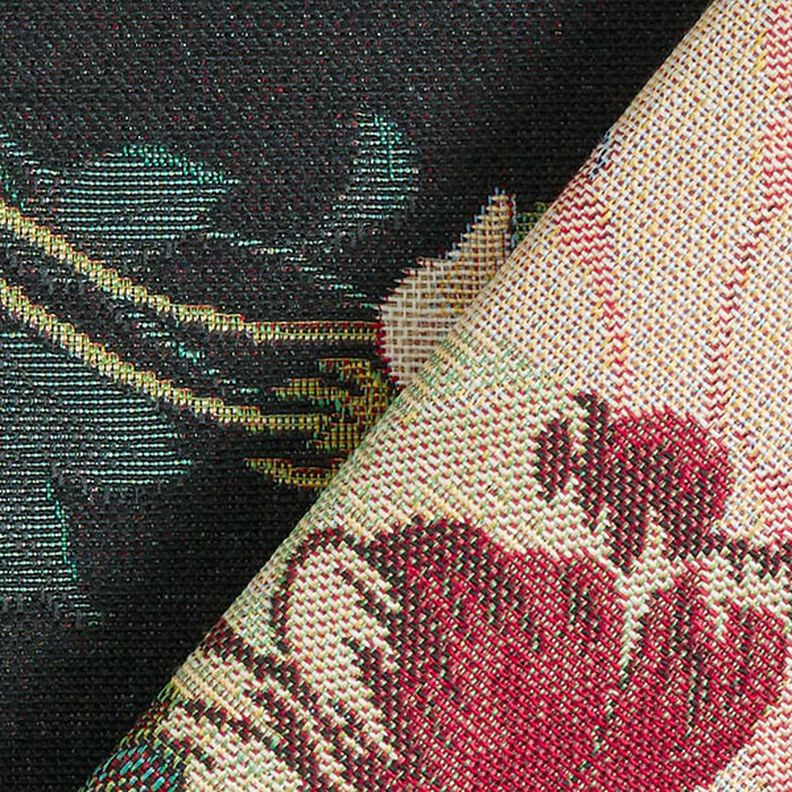 Tecido para decora&ccedil;&atilde;o Gobelina Bouquet de flores &ndash; preto/carmin,  image number 4