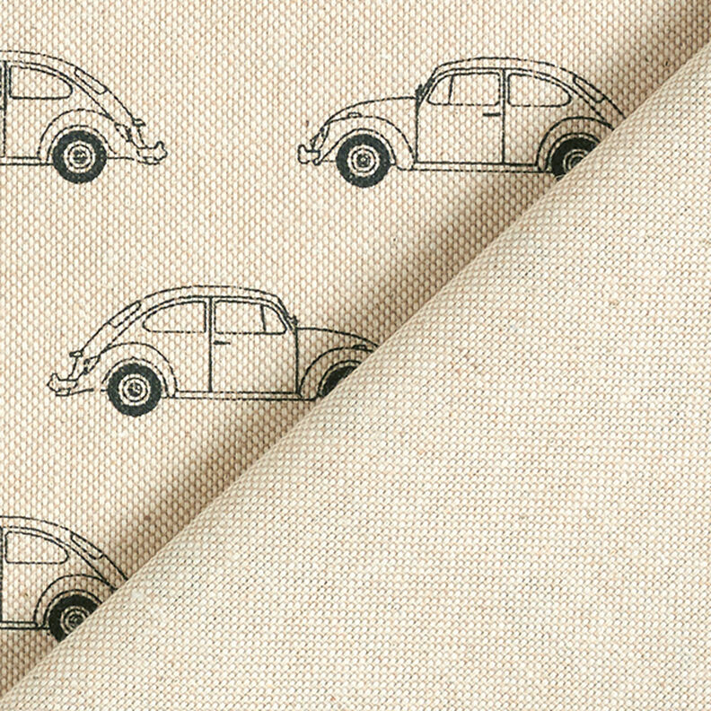 Tecido para decoração meio linho panamá VW Carocha Mini – natural/preto,  image number 4
